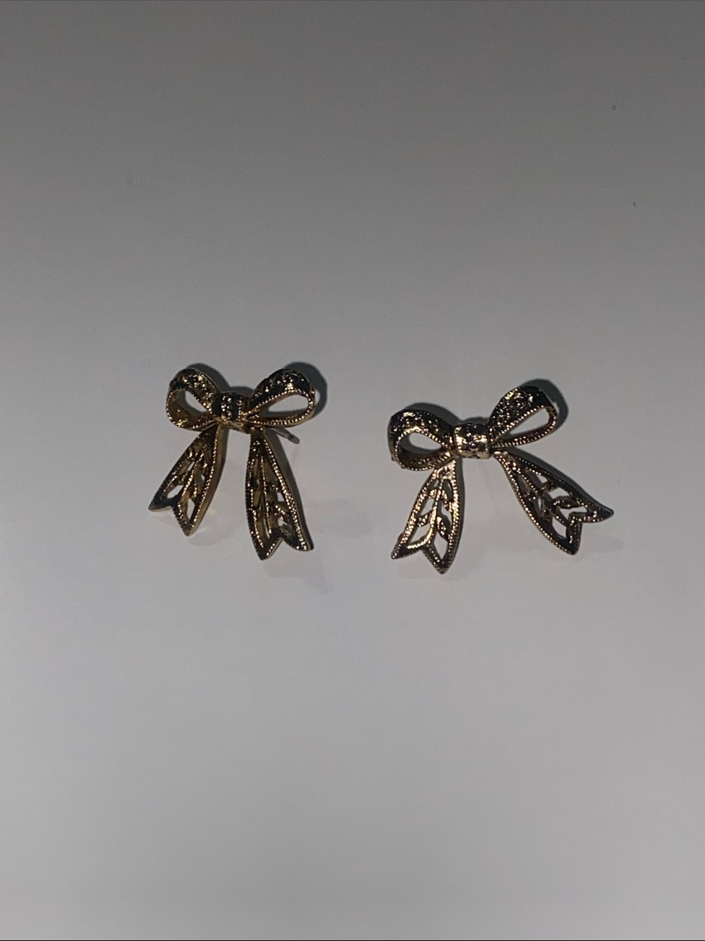 Gold Bow Stud Earrings - Elegant Women Jewelry